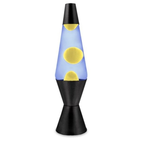 Blue and Yellow Lava Lamp with Black Base