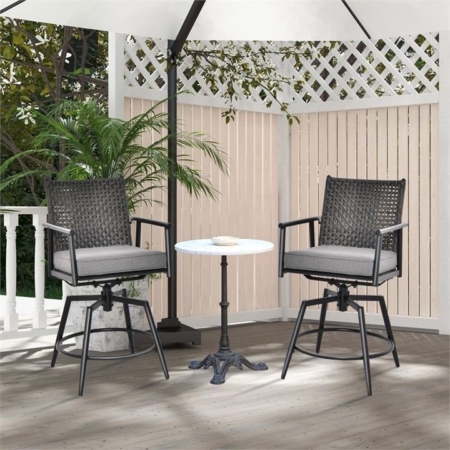 set of 2 swivel bar stools counter height outdoor chairs 360° rotating patio bar stools patio swivel bar stools swivel bar stool chair set of 2 bar chairs patio furniture patio bistro set outside chair set counter height swivel chairs