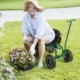 rolling garden cart with seat and storage