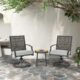 3 Piece Patio Swivel Chair Set