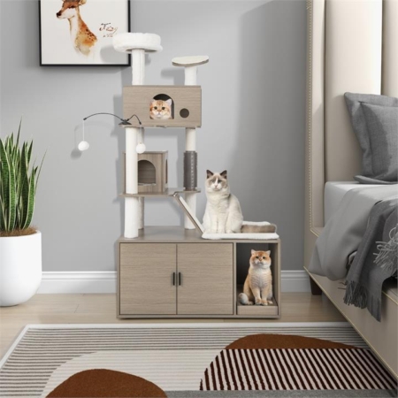 cat tree with litter box enclosure