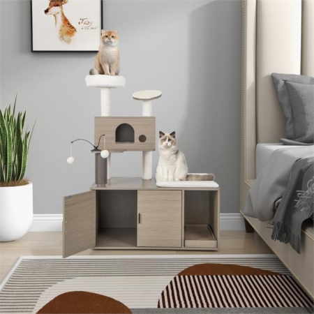 cat tree with litter box enclosure