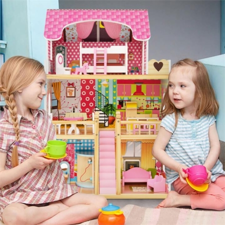 wooden dollhouse for kids