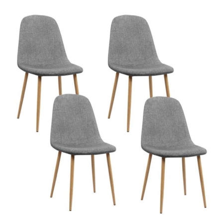 Artiss 4x Adamas Fabric Dining Chairs - Light Grey