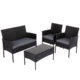 4 Seater Wicker Outdoor Lounge Set – Black