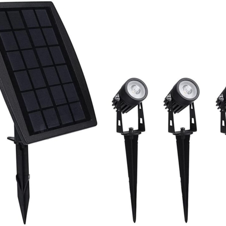 3 x LED Spotlights Powered Solar Garden Lights Outdoor Waterproof (Warm White)