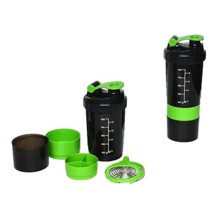 2x Protein Gym Shaker Premium 3 in 1 Smart Style Blender Mixer Cup Bottle Spider