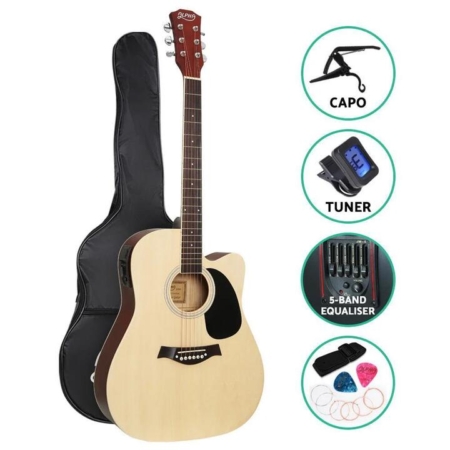 Alpha 41'' Inch Electric Acoustic Guitar Wooden Classical with Pickup Capo Tuner Bass Natural