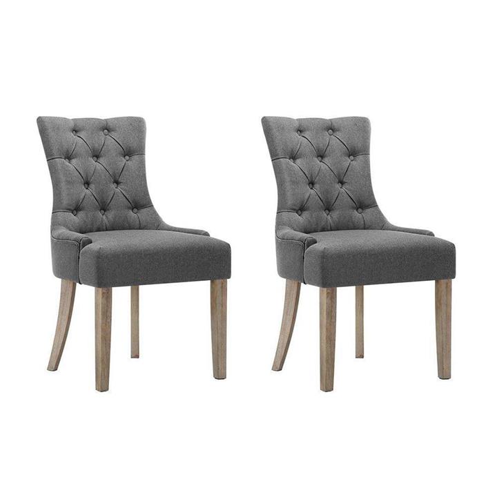 Artiss 2x Dining Chair CAYES French Provincial Chairs Wooden Fabric Retro Cafe