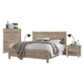 4 Pieces Bedroom Suite Natural Wood Like MDF Structure Double Size Oak Colour Bed