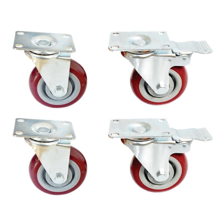 4 x 4" Heavy Duty PU Swivel Castor Wheels With Brake