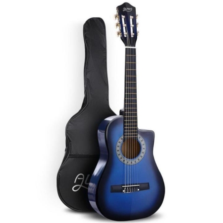 Alpha 34'' Inch Guitar Classical Acoustic Cutaway Wooden Ideal Kids Gift Children 1/2 Size Blue