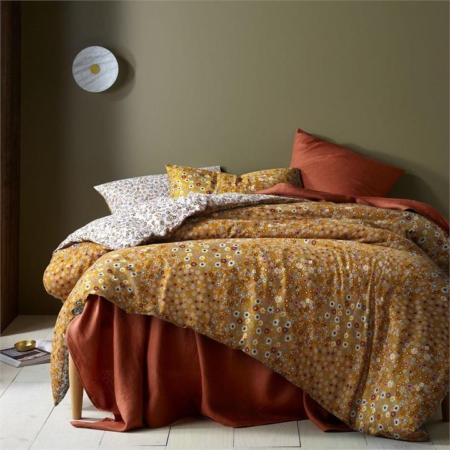 Accessorize Lisa Ochre Washed Cotton Printed Quilt Cover Set King