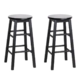 Artiss Set of 2 Beech Wood Backless Bar Stools - Black