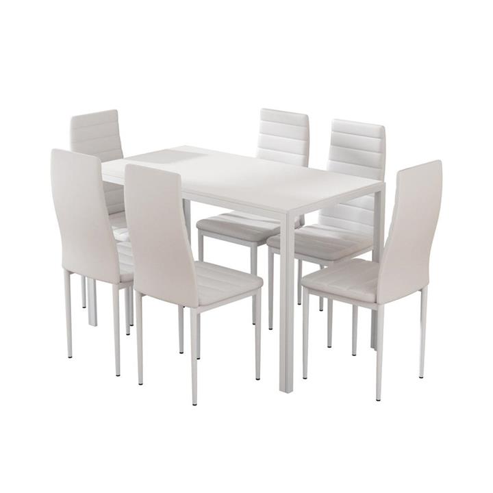 Artiss Dining Chairs and Table Dining Set 6 Chair Set Of 7 Wooden Top White