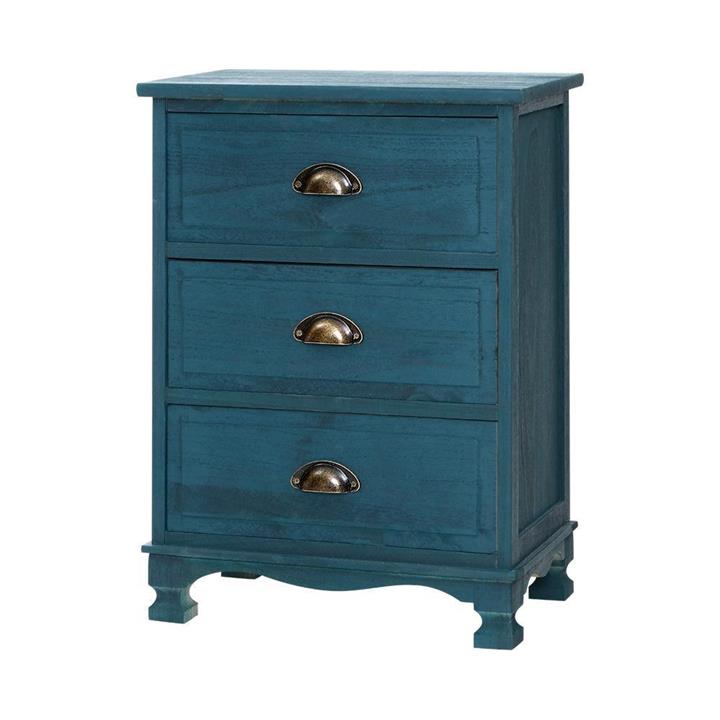 Artiss Bedside Tables Drawers Side Table Cabinet Vintage Blue Storage Nightstand