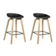 Artiss Set of 2 Wooden Square Footrest Bar Stools - Black