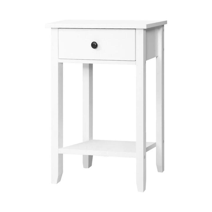 Bedside Tables Drawer Side Table Nightstand White Storage Cabinet White Shelf