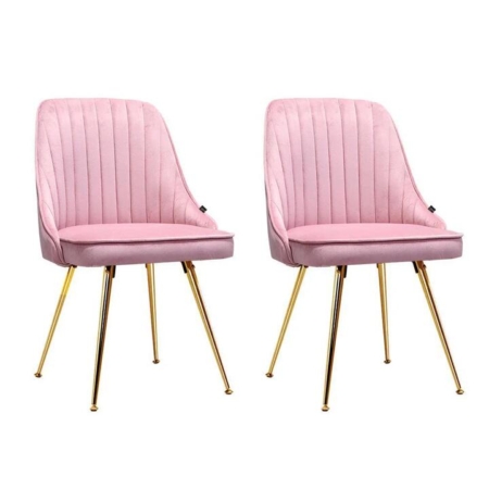 Artiss Dining Chairs Retro Chair Cafe Kitchen Modern Iron Legs Velvet Pink x2