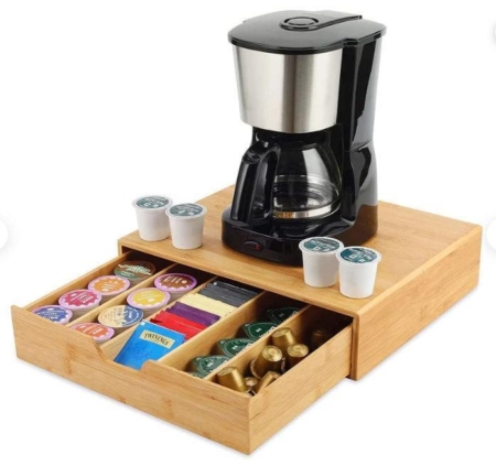 Bamboo K-Cup Coffee Pod Holder Storage Organizer  for Kitchen