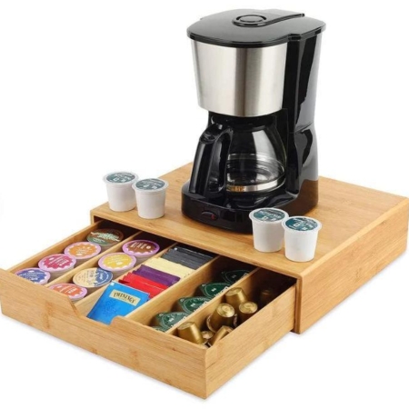 Bamboo K-Cup Coffee Pod Holder Storage Organizer  for Kitchen