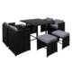 Gardeon 9 Piece Wicker Outdoor Dining Set - Black & Grey