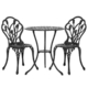 Gardeon 3PC Outdoor Setting Cast Aluminium Bistro Table Chair Patio Black