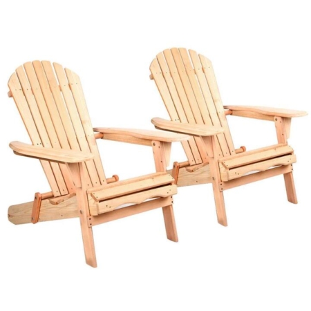 Gardeon Patio Furniture Outdoor Chairs Beach Chair Wooden Adirondack Garden Lounge 2PC