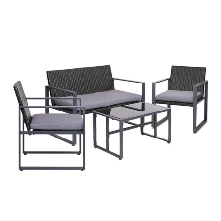 Gardeon 4PC Outdoor Furniture Patio Table Chair Black