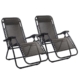 Gardeon Zero Gravity Chairs 2PC Reclining Outdoor Furniture Sun Lounge Folding Camping Lounger Grey