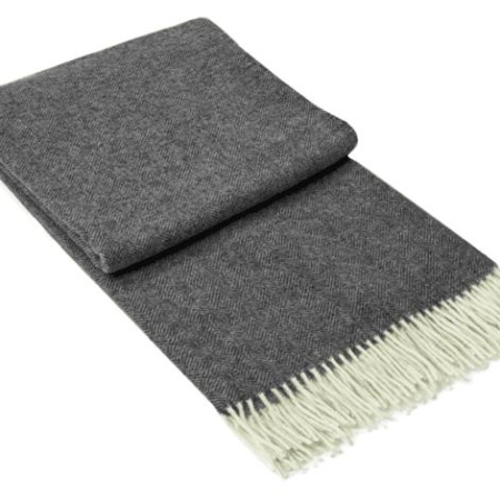 Hampton Throw - Merino Wool Blend - Dark Grey