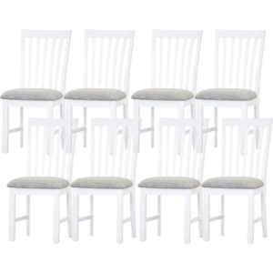 Laelia Dining Chair Set of 8 Solid Acacia Timber Wood Coastal Furniture - White