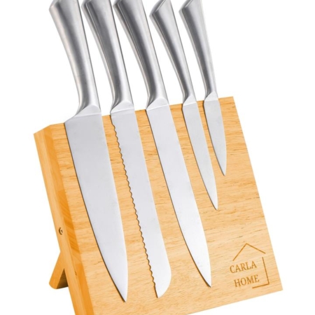 Natural Bamboo Magnetic Knife Block Holder with Strong Magnets for Home Kitchen Storage & Organisation