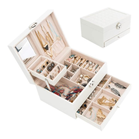 Jewellery Storage Box Girls Rings Necklaces Display Organiser Storage Case