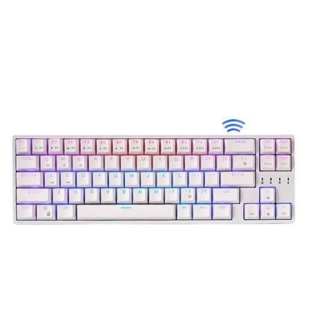 Royal Kludge RK871 Wired Tri Mode Bluetooth RGB Hot Swappable Mechanical Keyboard White (Brown Switch)