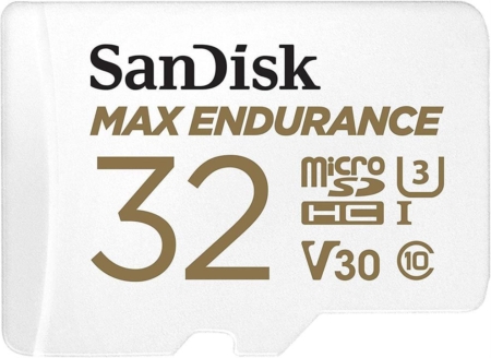 Sandisk Max Endurance Microsdhc Card SQQVR 32G (15 000 HRS) UHS-I C10 U3 V30 100MB/S R 40MB/S W SD Adaptor SDSQQVR-032G-GN6IA