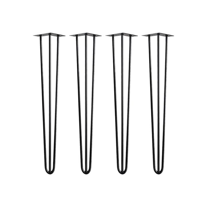 Set of 4 Industrial 3-Rod Retro Hairpin Table Legs 12mm Steel Bench Desk - 71cm Black