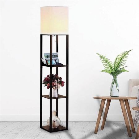 Shelf Floor Lamp - Shade Diffused Light Source with Open-Box Shelves