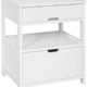 White Bedside Table with 2 Drawers