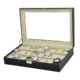 Watch Box - 24 Slot Luxury Display Case With Framed Glass Lid