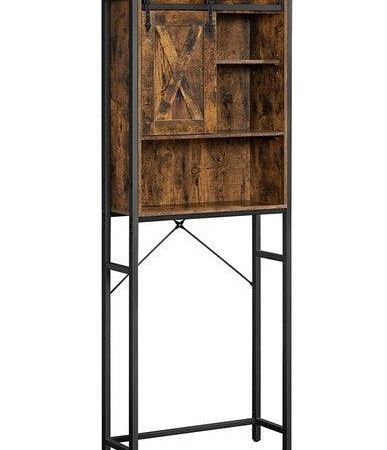 VASAGLE Rustic Brown and Black Bathroom Organiser Rack