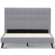 Volga King Single Bed Platform Frame Fabric Upholstered Mattress Base - Grey