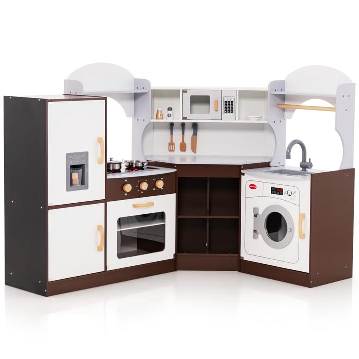 corner wooden play kitchen