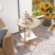 side table end table 2-tier round side table glass end table round side table glass top compact nightstand glass side table bedside table with metal legs side table for living room side table with storage shelf snack table