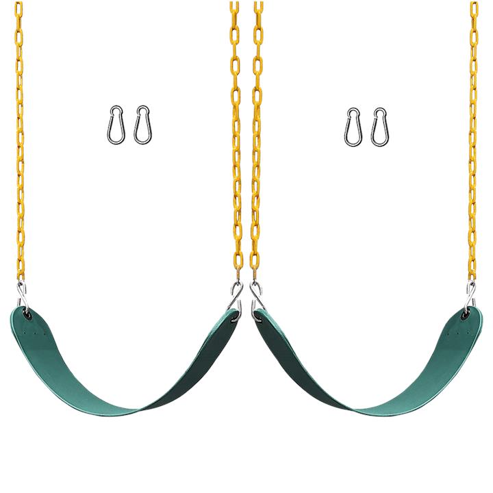 2 Pack Swings Seats Heavy Duty 66" Chain Plastic Coated Playground Swing