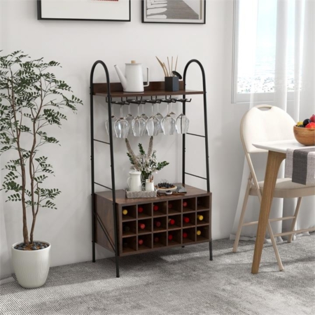 kitchen bakers rack with wine storage