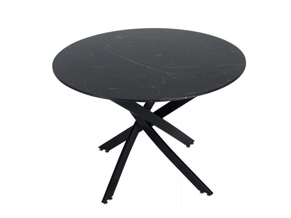 Round Marble-Effect Table – Black