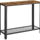 Console Table Metal Frame Rustic Brown