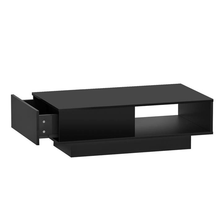 Artiss Coffee Table LED Lights High Gloss Storage Drawer Modern Furniture Black