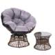 Gardeon Papasan Chair and Side Table - Brown